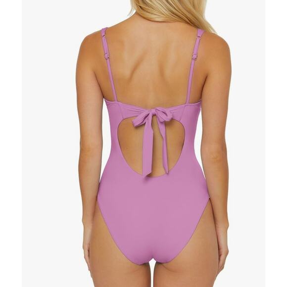 Becca Color Code Viviana Plunge One Piece Swimsuit Lavender Purple Size 4 - Picture 7 of 7